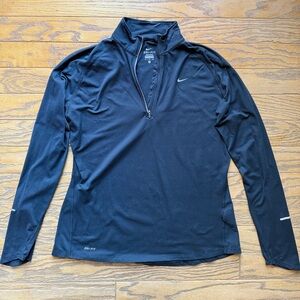 Nike Dri-FIT Quarter Zip Black Long Sleeve Athletic Pullover - Size XL